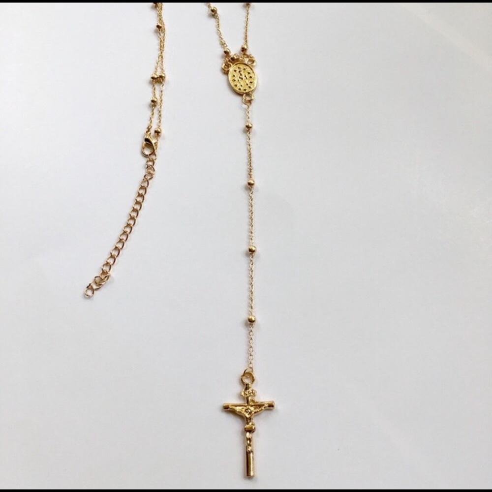 Rosary Style Gold Necklace - Picture 3 of 6